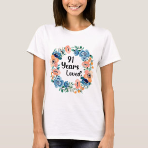 Camiseta 91 años querida mamá abuela 91 años 91 cumpleaños