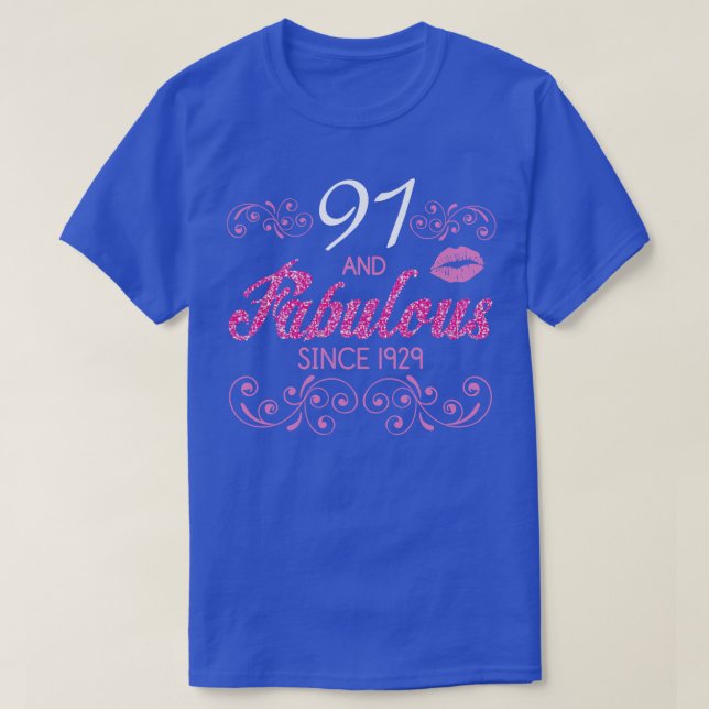 Camiseta 91 Años Y Fabuloso Desde 1929 Feliz Nacimiento (Diseño del anverso)