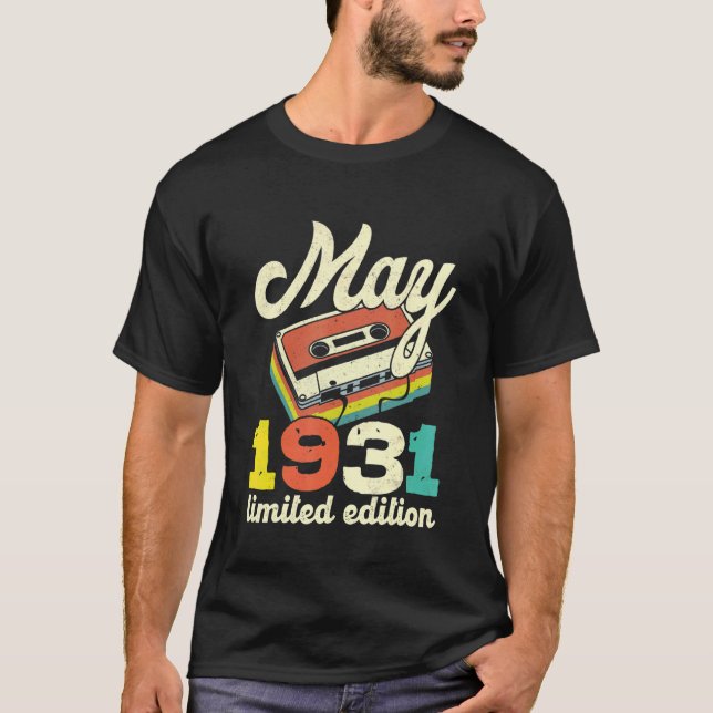 Camiseta 91 cumpleaños Mayo 1931 Cassette de época (Anverso)