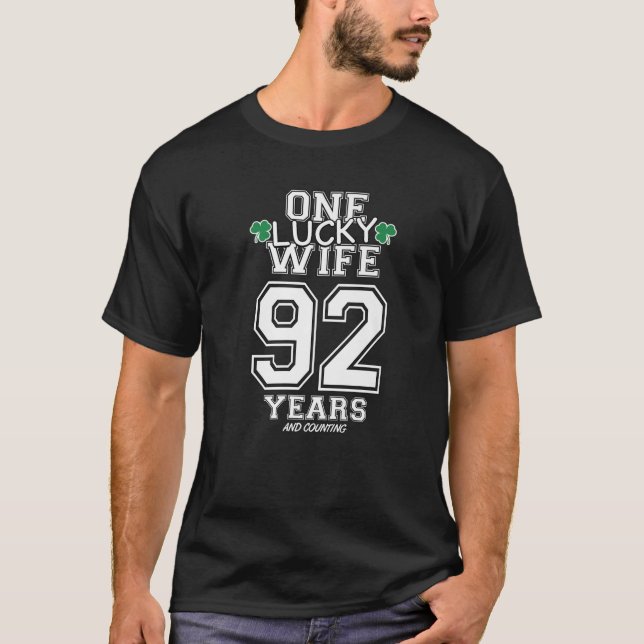 Camiseta 92 años de suerte esposa graciosa aniversario del  (Anverso)