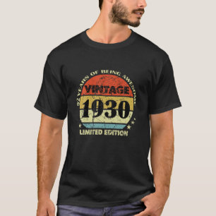 Camiseta 92 Year Old Vintage 1930 Limited Edition Happy 92N