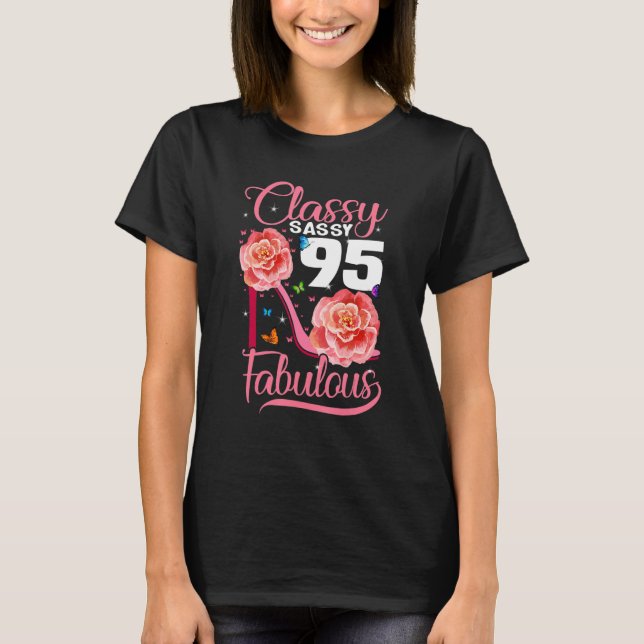 Camiseta 95º cumpleaños clase Sassy 95 Fabulous Flower Hig (Anverso)