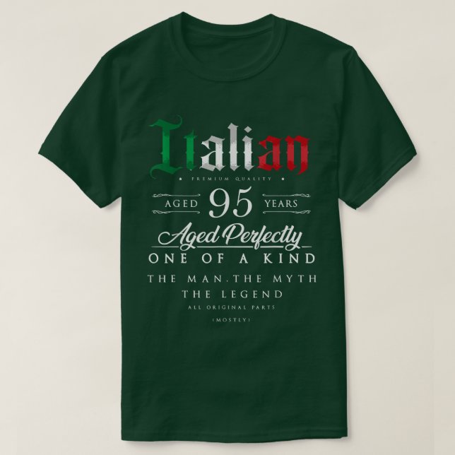 Camiseta 95.º regalo de cumpleaños Edad Italiana 95 años na (Diseño del anverso)