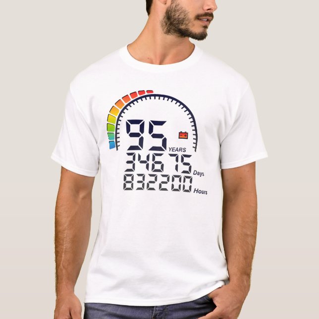 Camiseta 95 ans years compteur anniversaire days hours vite (Anverso)
