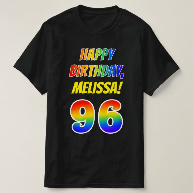 Camiseta 96º cumpleaños — Negrita, diversión, arcoiris 96,  (Diseño del anverso)