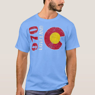 Camiseta 970 Loveland Colorado Map Retro Fade