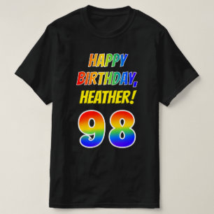 Camiseta 98º cumpleaños — Negrita, diversión, arco iri