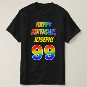 Camiseta 99º cumpleaños — Negrita, diversión, arcoiris 99, 