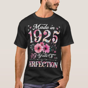 Camiseta 99 Años De Edad Hecho En 1925 Regalo Floral 99 De 