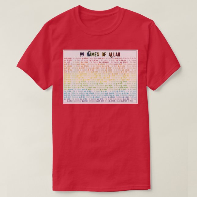 Camiseta 99 Nombres de Alá Asma ul Husna Poster (Diseño del anverso)