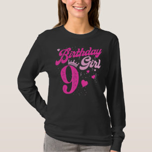 Camiseta 9.ª Chica de cumpleaños Corona cumpleaños 9 años