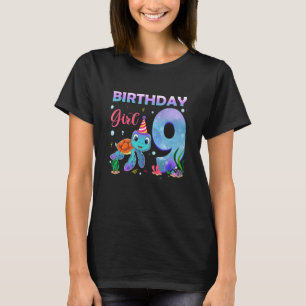 Camiseta 9.ª Chica de cumpleaños de tortuga marina de 9 año