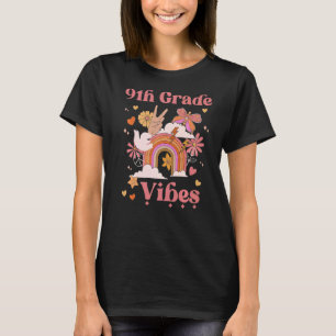 Camiseta 9.ª Escuela Groovy Retro Chica Boho Lluvia