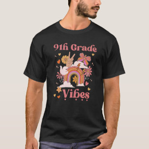Camiseta 9.ª Escuela Groovy Retro Chica Boho Lluvia