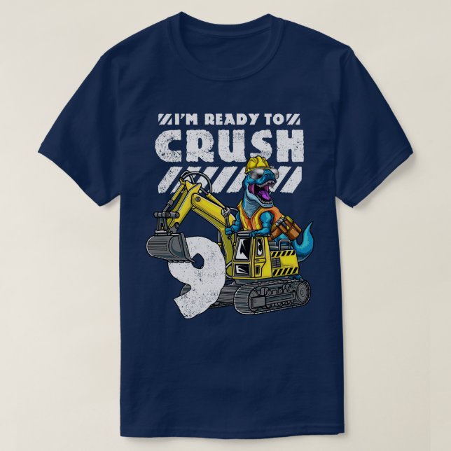 Camiseta 9.ª Excavadora TRex de cumpleaños (Diseño del anverso)