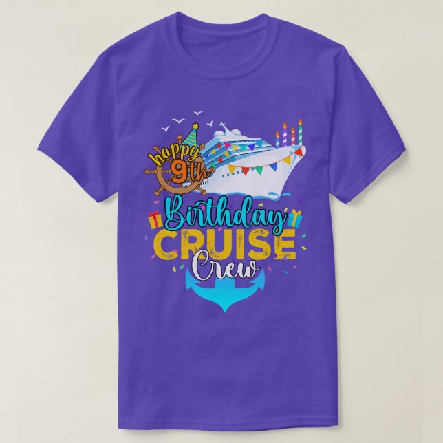 Camiseta 9.ª tripulación de crucero de cumpleaños (Diseño del anverso)
