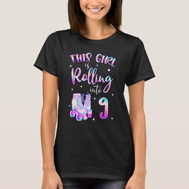 Camiseta 9.ª vuelta en patinaje para Chicas de cumpleaños 9 (Anverso)