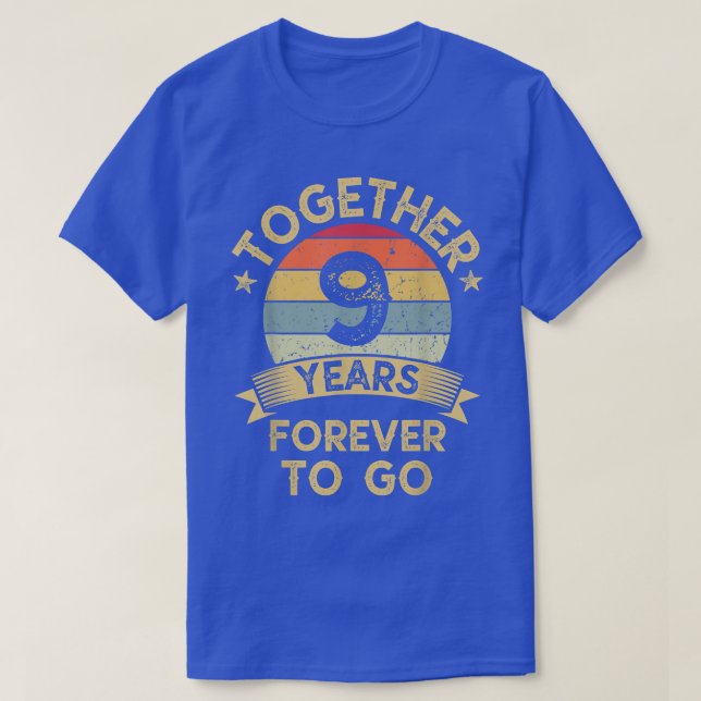 Camiseta 9.º aniversario Boda juntos 9 años para siempre (Diseño del anverso)