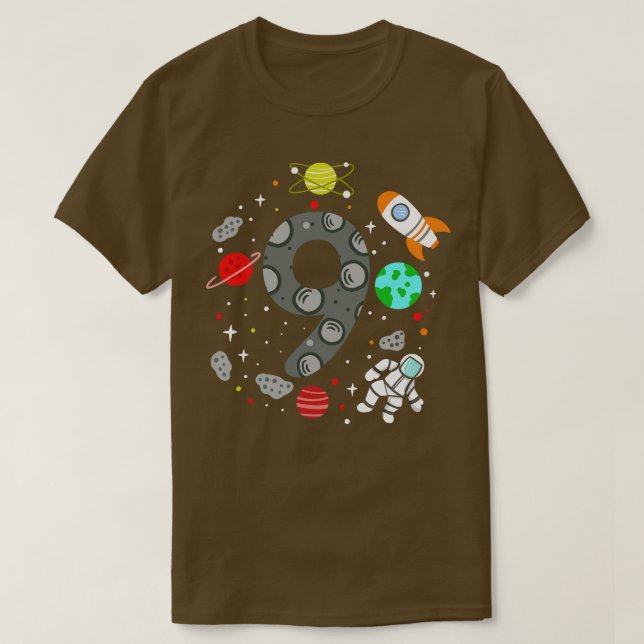 Camiseta 9.º astronauta espacial de cumpleaños (Diseño del anverso)