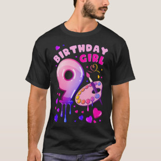 Camiseta 9.º Chica De Cumpleaños 9 Años Pintando El Artícul