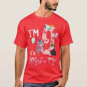 Camiseta 9.º Chica de cumpleaños Gato Gatito Gatito Gatito