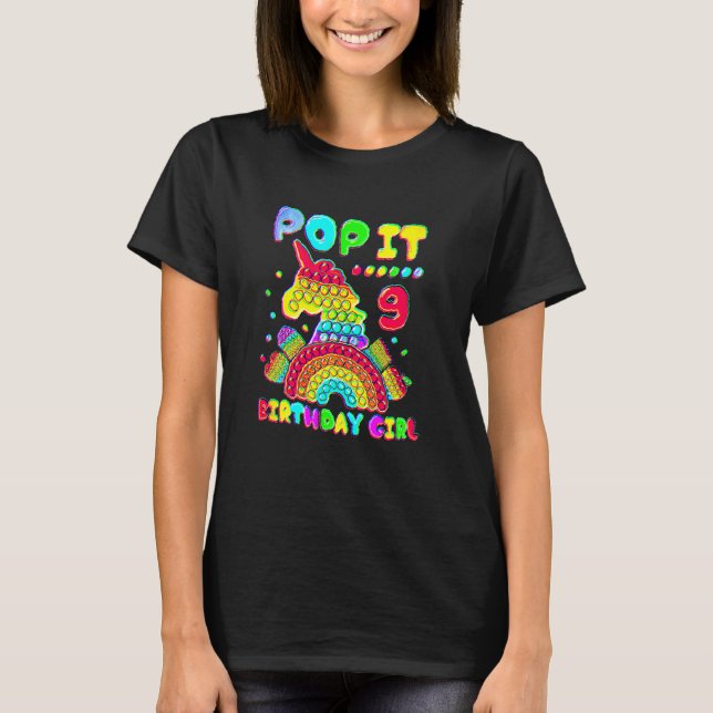 Camiseta 9.º Chica de cumpleaños Pop It Fidget Toy 9 años B (Anverso)