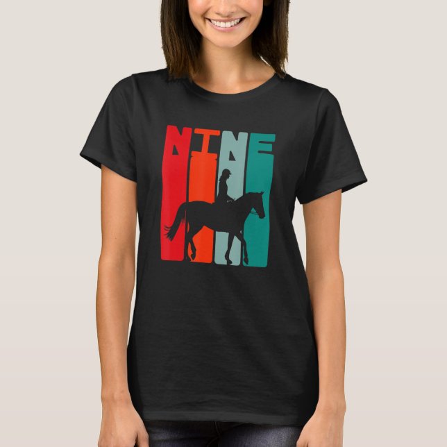 Camiseta 9.º Chica de equitación de cumpleaños (Anverso)