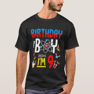 Camiseta 9.º Chica De Nacimiento Tema Científico De 9 Años 