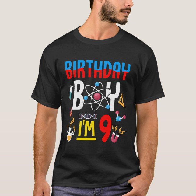 Camiseta 9.º Chica De Nacimiento Tema Científico De 9 Años  (Anverso)