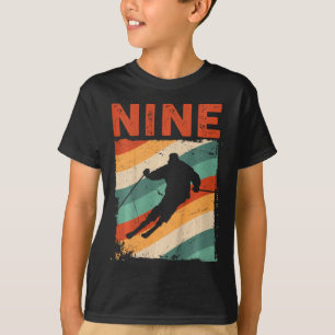 Camiseta 9.º Chica de niños de 9 años en esquí retro
