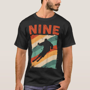 Camiseta 9.º Chica de niños de 9 años en esquí retro