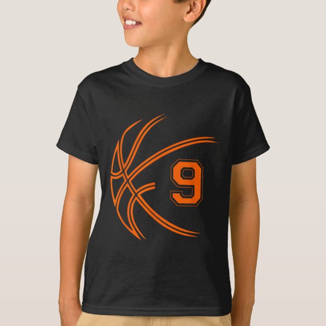 Camiseta 9.º cumpleaños Baloncesto Nueve niños de 9 años (Anverso)