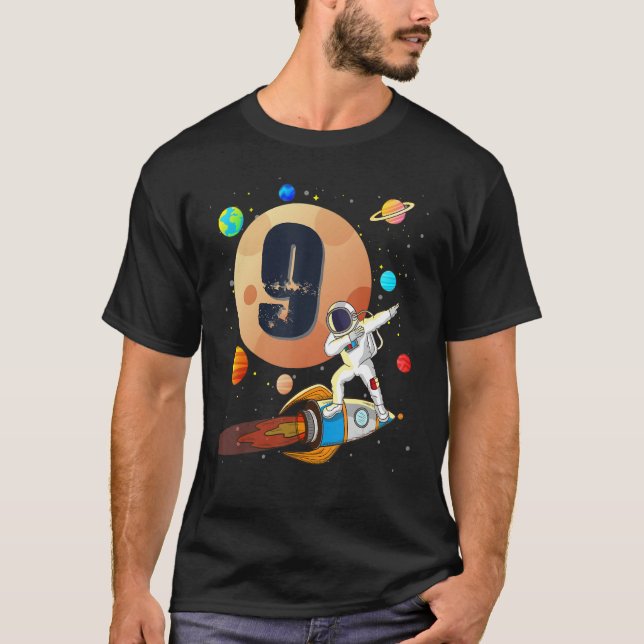 Camiseta 9.º Cumpleaños De Astronauta Boys Rocket Moon Astr (Anverso)