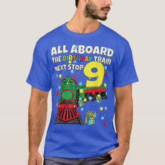 Camiseta 9.º cumpleaños del tren a bordo del tren de cumple