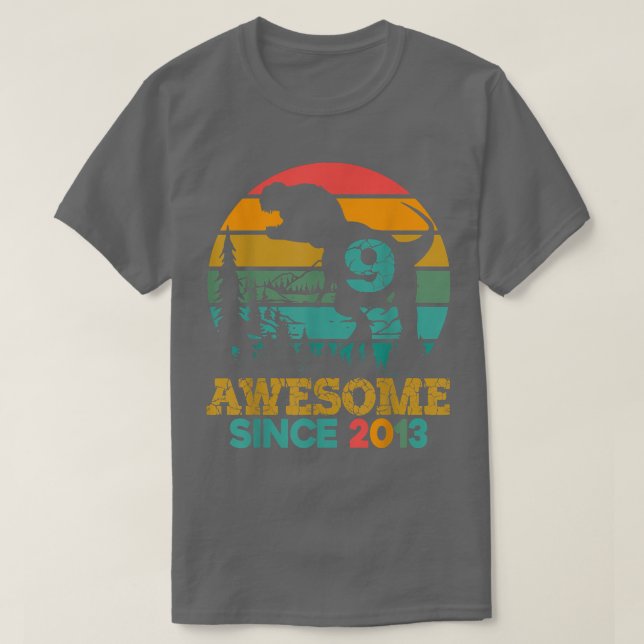 Camiseta 9.º cumpleaños Dinosaurio 9 años de edad asombroso (Diseño del anverso)