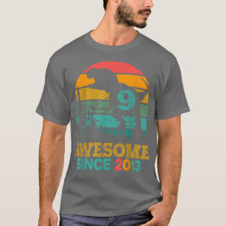 Camiseta 9.º cumpleaños Dinosaurio 9 años de edad asombroso