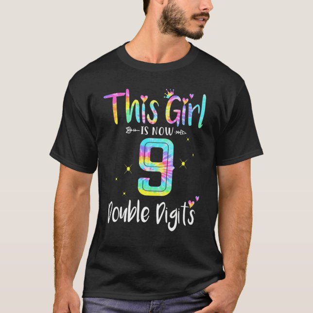 Camiseta 9.º Cumpleaños Este Chica Es Ahora 9 Dígitos Doble (Anverso)