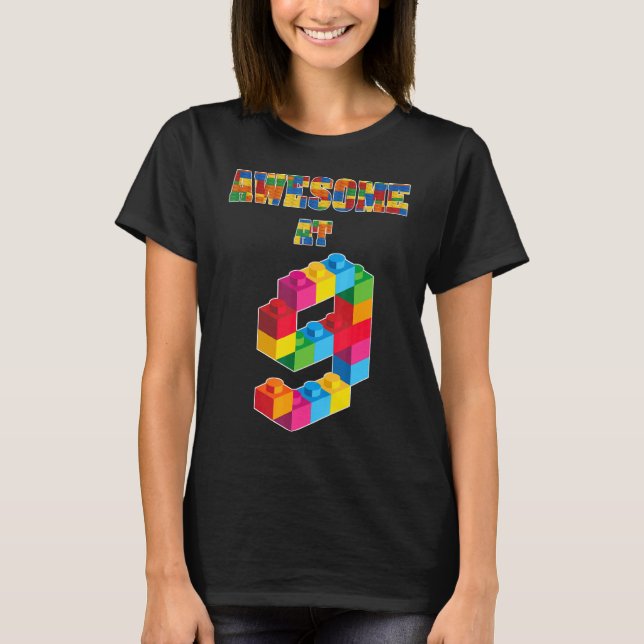 Camiseta 9.º Cumpleaños Fabuloso En Edificio De Bloques De  (Anverso)