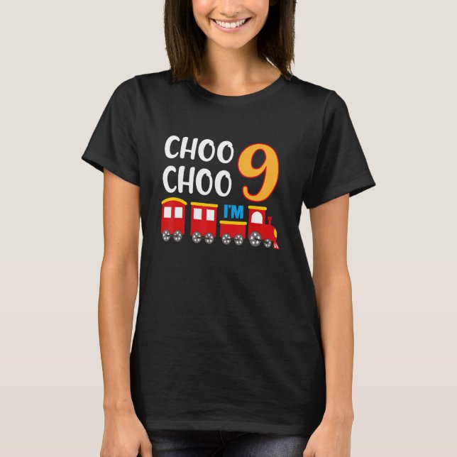 Camiseta 9.º cumpleaños Ferrocarril de niño de 9 años (Anverso)
