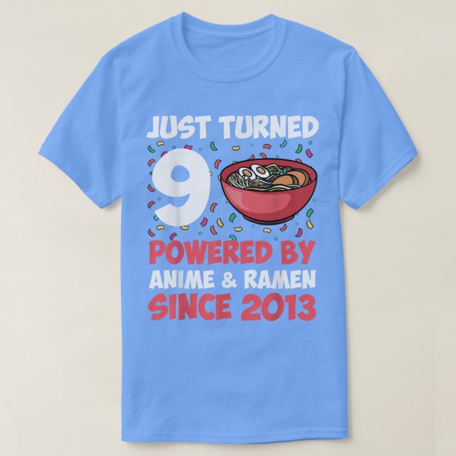 Camiseta 9.º cumpleaños Kawaii Anime Ramen Chicas de 9 años (Diseño del anverso)