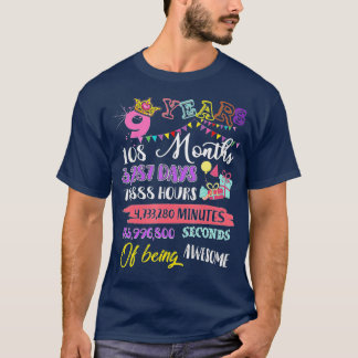 Camiseta 9.º Cumpleaños Para Chicas De 9 Años De Edad Incre