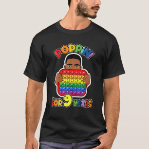 Camiseta 9.º Cumpleaños Pop It Fidget Boy Africano-American