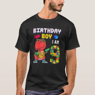 Camiseta 9.º Cumpleaños T Rex Regalos De Edificio De Bloque