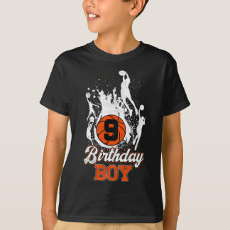 Camiseta 9.º cumpleaños Tema del básquetbol Niño de 9 años 