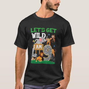 Camiseta 9.º cumpleaños zoológico animal 9 años