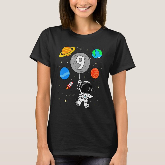 Camiseta 9.º globo de planetas astronautas astronautas astr (Anverso)