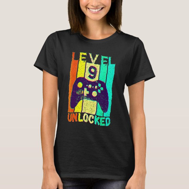 Camiseta 9.º Jugador de Videojuegos Desbloqueados de Nivel  (Anverso)