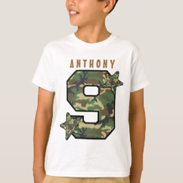 Camiseta 9.º Nacimiento Camo y Nombre Personalizado de Estr