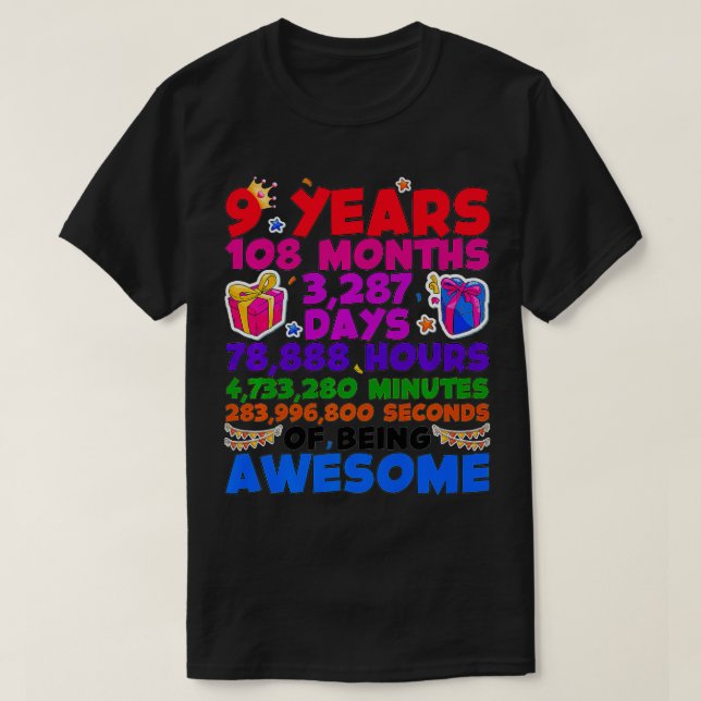 Camiseta 9.º Regalo De Cumpleaños Para Chicas De 9 Años De  (Diseño del anverso)