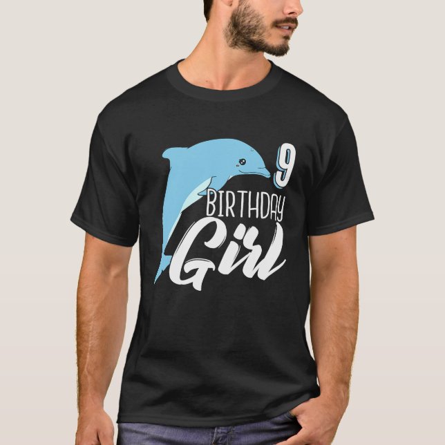 Camiseta 9.º regalo de hija de Chica Fiesta de delfines (Anverso)